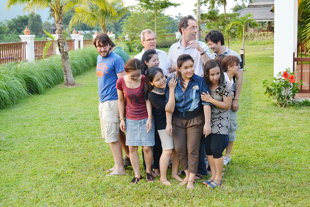 Team building games in the garden of the Riverside Boutique Hotel